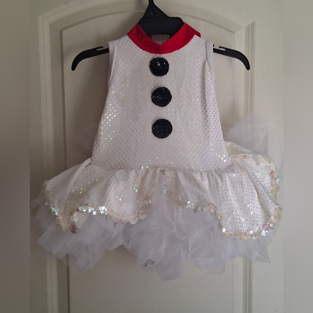 Girls Snowman Costume with Tulle Skirt Show Sz 5/7